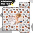 thumbnail image 4 of Football and Basketball White Pattern Teens Toddler Nap Mat with Pillow, Sleeping Mat Bag for Preschool Daycare 59"x22", 4 of 6