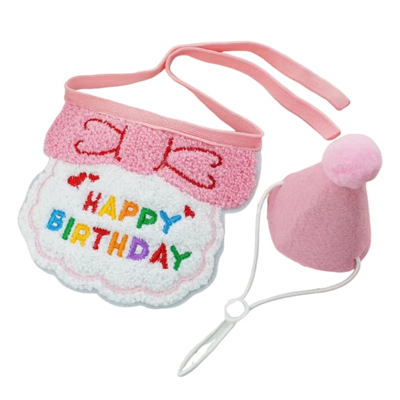 YIFAEUX Pet Birthday Hat And Bib Adjustable Party Hat with Embroidered Bib Cute Cats Bandana Scarf Outfit for Girls Boys Kittens Dogs Parties