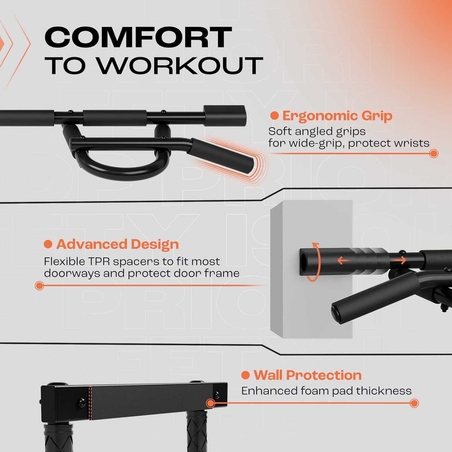 Yes4All Heavy Duty Pull Up Bar for Doorway,Solid Bar Construction,Multi Grips Door Pull Up Bar/Doorway Pull Up Bar