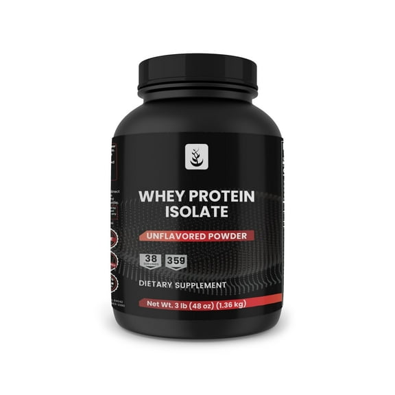 PURE ORIGINAL INGREDIENTS Whey Protein Isolate, 3 lb, Instantized, Unflavored
