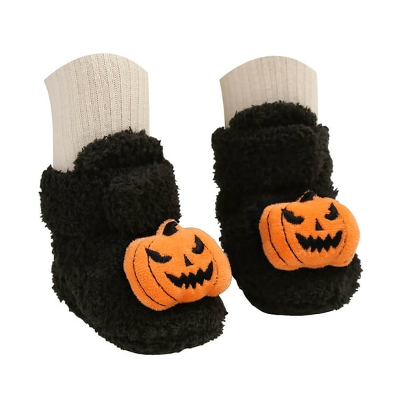 BOBOGOJP Baby Boys Girls Booties Infant Newborn Sock Shoes Slippers Winter Warm Crib Footwear First Walkers Black for Size 4.5