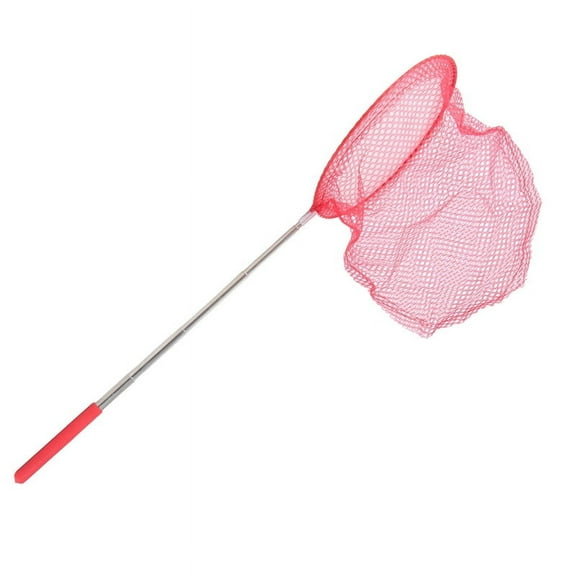 Outdoor Catching Butterfly Net Fishing Bag Stainless Steel Telescopic Tool Portable Net-Red