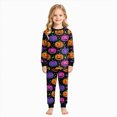 thumbnail image 2 of UAYOTSE Children Halloween Pumpkin Face Pajama Set, Long‑Sleeve Crew Neck Top with Colorful Jack‑o‑Lantern Print and Cuffed Pants Size 5-6 Years, 2 of 9