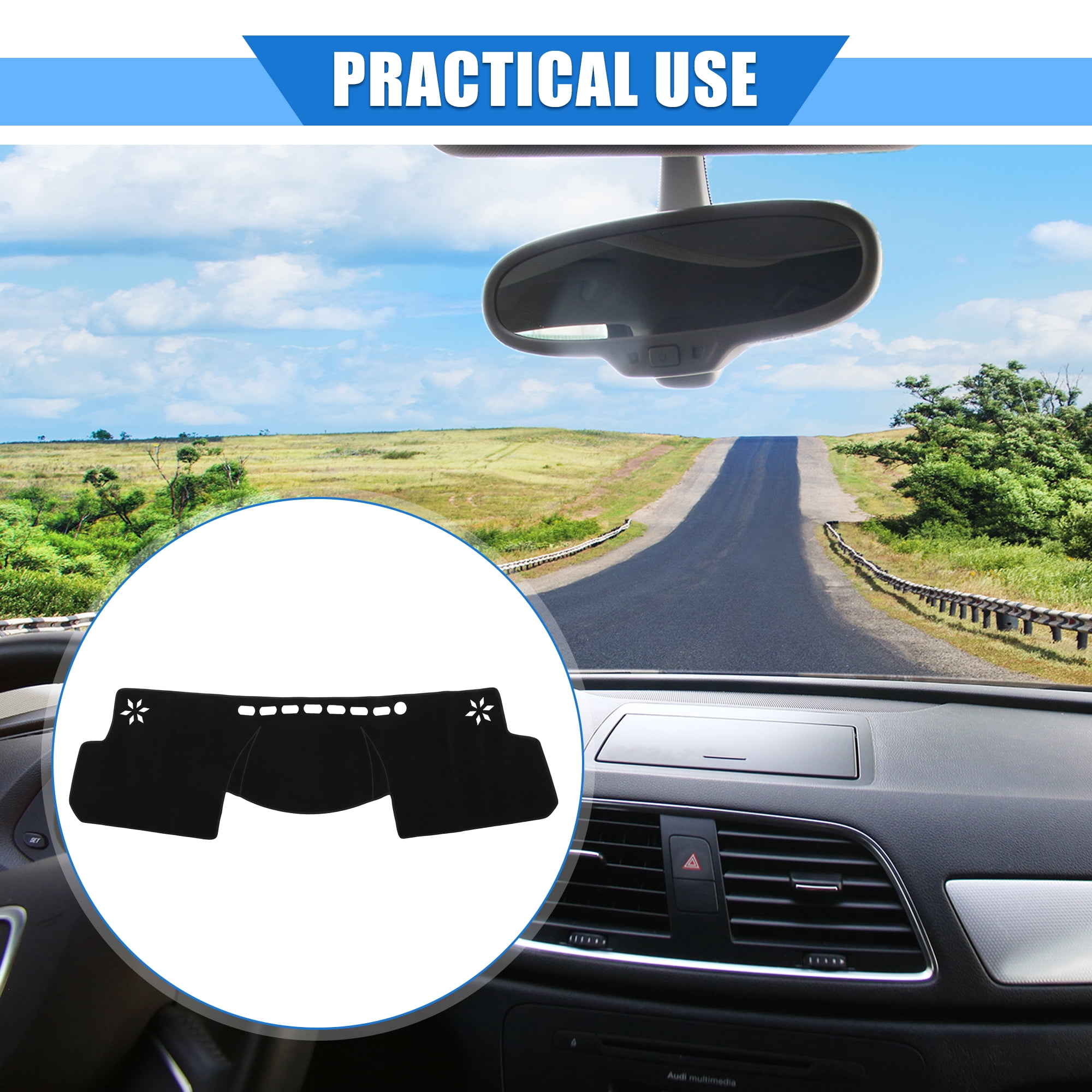 Unique Bargains Car Dashboard Cover for Prius V 2012-2020 Polyester Black Center Console Dash Cover Mat Pad