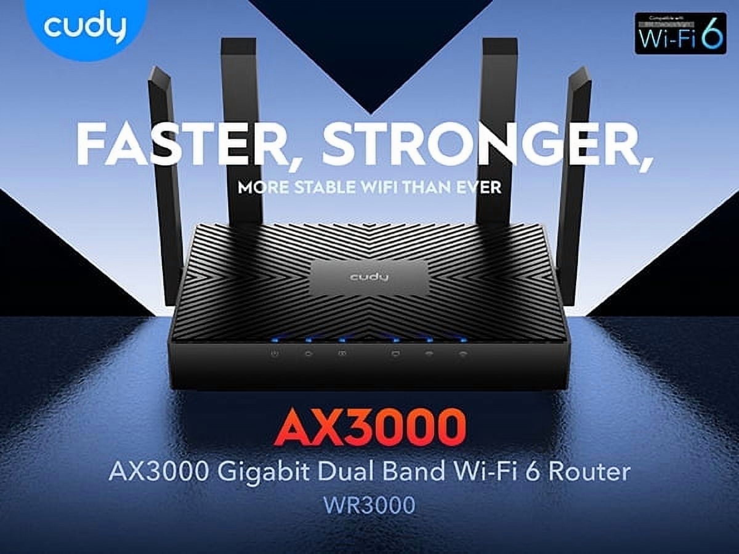 Cudy AX3000 WiFi 6 Router – 802.11ax Wireless Dual Band Gigabit Internet Router, VPN Compatible, MU-MIMO, WireGuard, Cudy Mesh Compatible WR3000