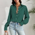 thumbnail image 2 of vdgthytj Women's Button down Shirts Striped Lantern Long Sleeve Blouse Casual Loose Work Office Tops, 2 of 7