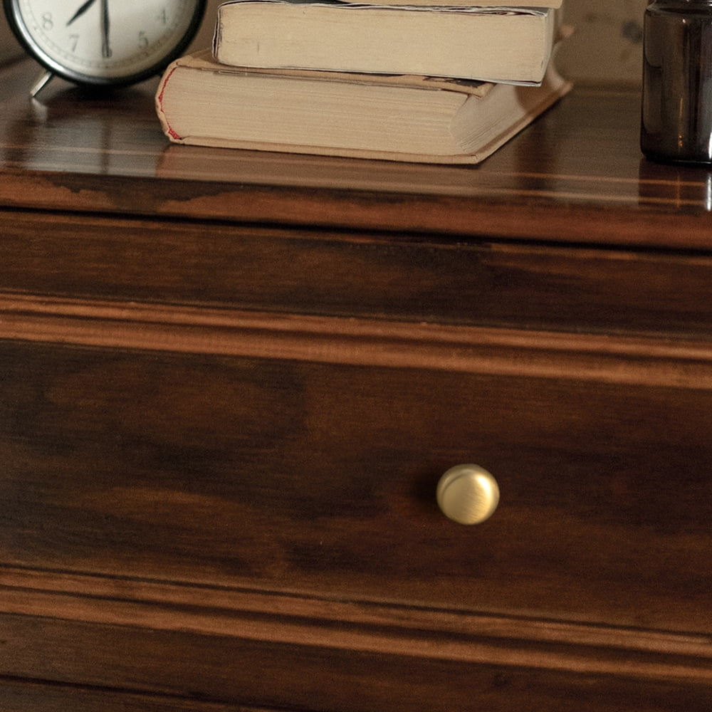 Goo-Ki Set of 6 Elegant Champagne Bronze Cabinet Knobs - Classic Round Kitchen Hardware, Contemporary Drawer Pulls Sleek Dresser Handles
