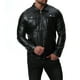 thumbnail image 5 of Chaqueta de motociclista de otoño lavable con agua y cuello vuelto, chaquetas de piel sintética negras, 5 of 5