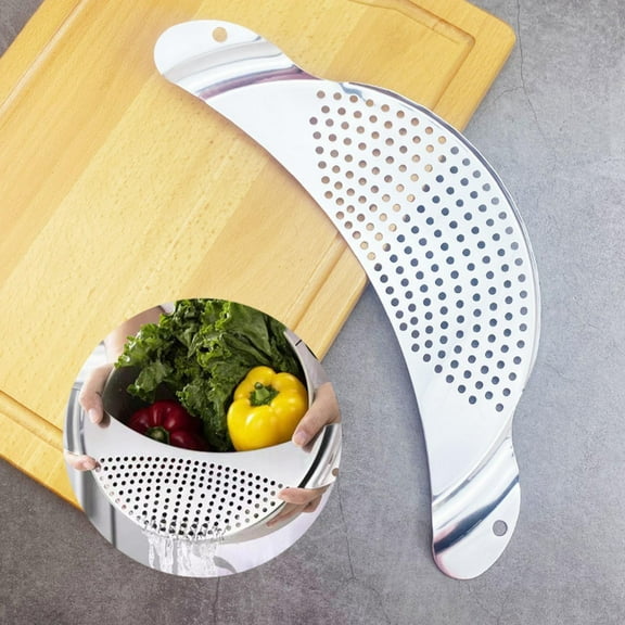 Pot Strainer Stainless Steel,Pasta Strainer,Metal Food Strainer for Noodles Fruit Veggies,Suitable for Pots or Containers Up to 10 Inches,1PCS