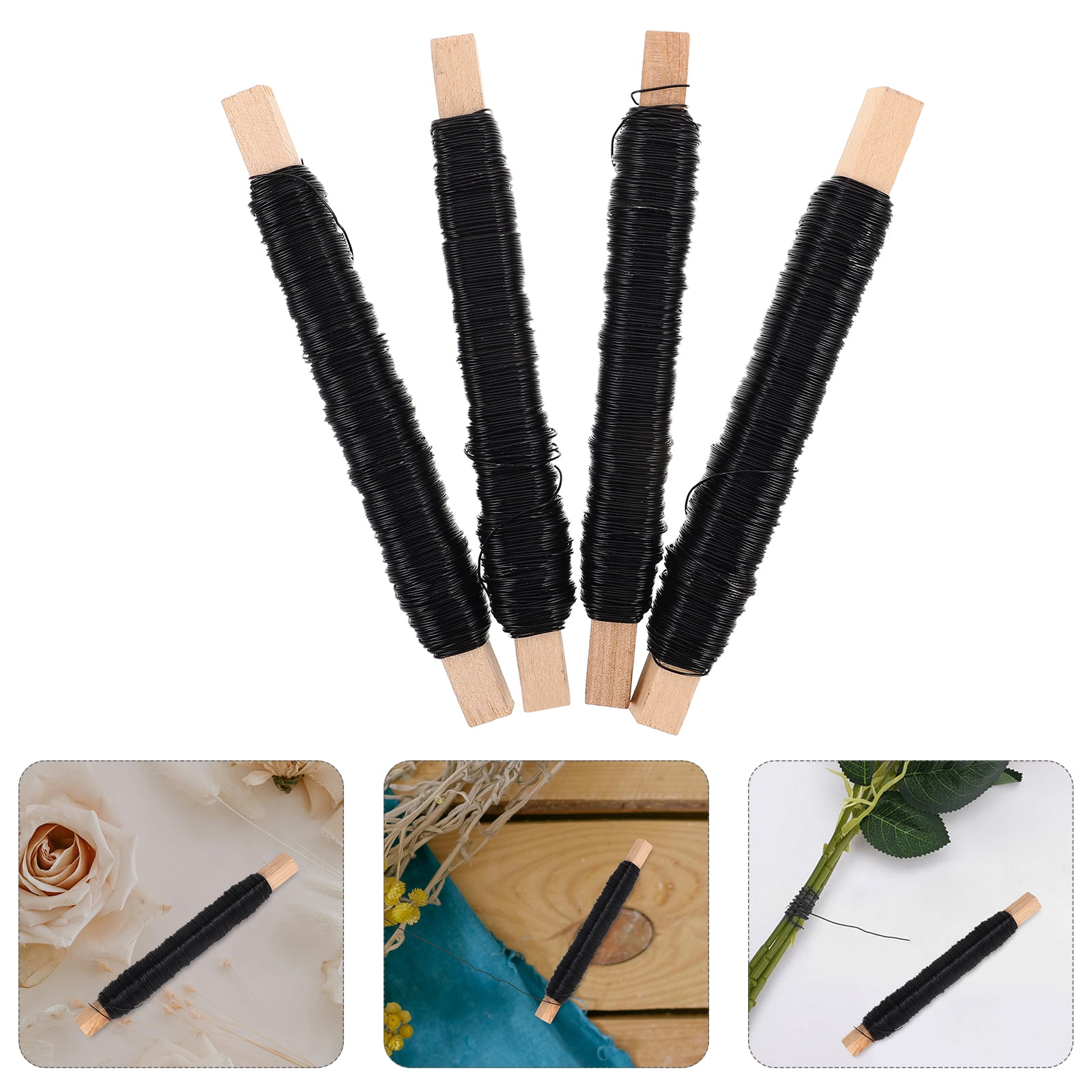 Masteelf 4 Rolls Floral Wire Stems for Flower Arrangements, Florist Wire, Versatile Iron Wire Stems for Crafting and Fixing