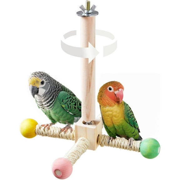 Emapoy Bird Stand Perch Toy, Interactive Spinning Parakeet Toys, Bird Cage Accessories (4 Perches)