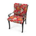 thumbnail image 2 of Jordan Manufacturing 44" x 22" Frawley Saxony Multicolor Stripe and Avianna Saxony Red Floral Reversible Rectangular Outdoor Chair Cushion with Ties and Hanger Loop, 2 of 12