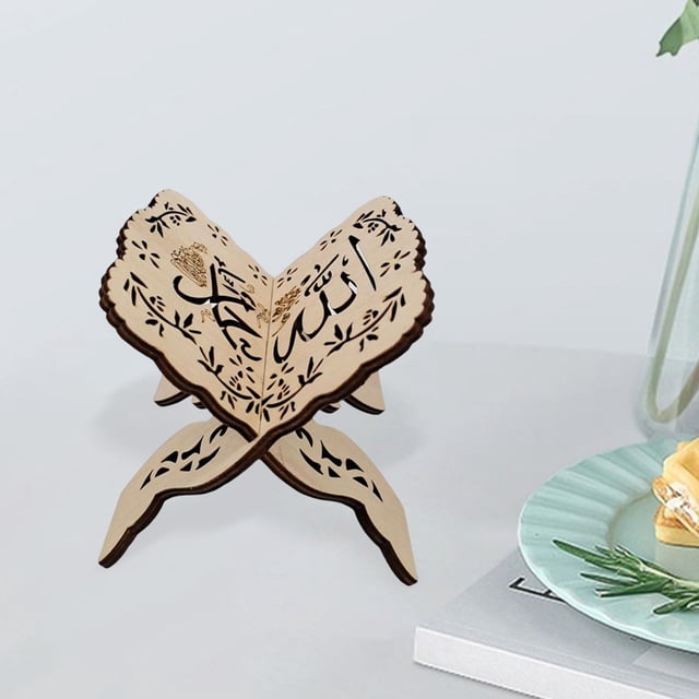 Soporte de madera para libros en miniatura, ornamento Eid Mubarak, Festival islámico, decoración artesanal musulmana con Patrón BLESIY Soporte para libros en miniatura