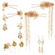 thumbnail image 1 of 8 piezas chino borla cabellero pendientes conjunto disfraz flor boda Tiara diadema para novia Salvador Conjunto de pendientes de corona retro, 1 of 10