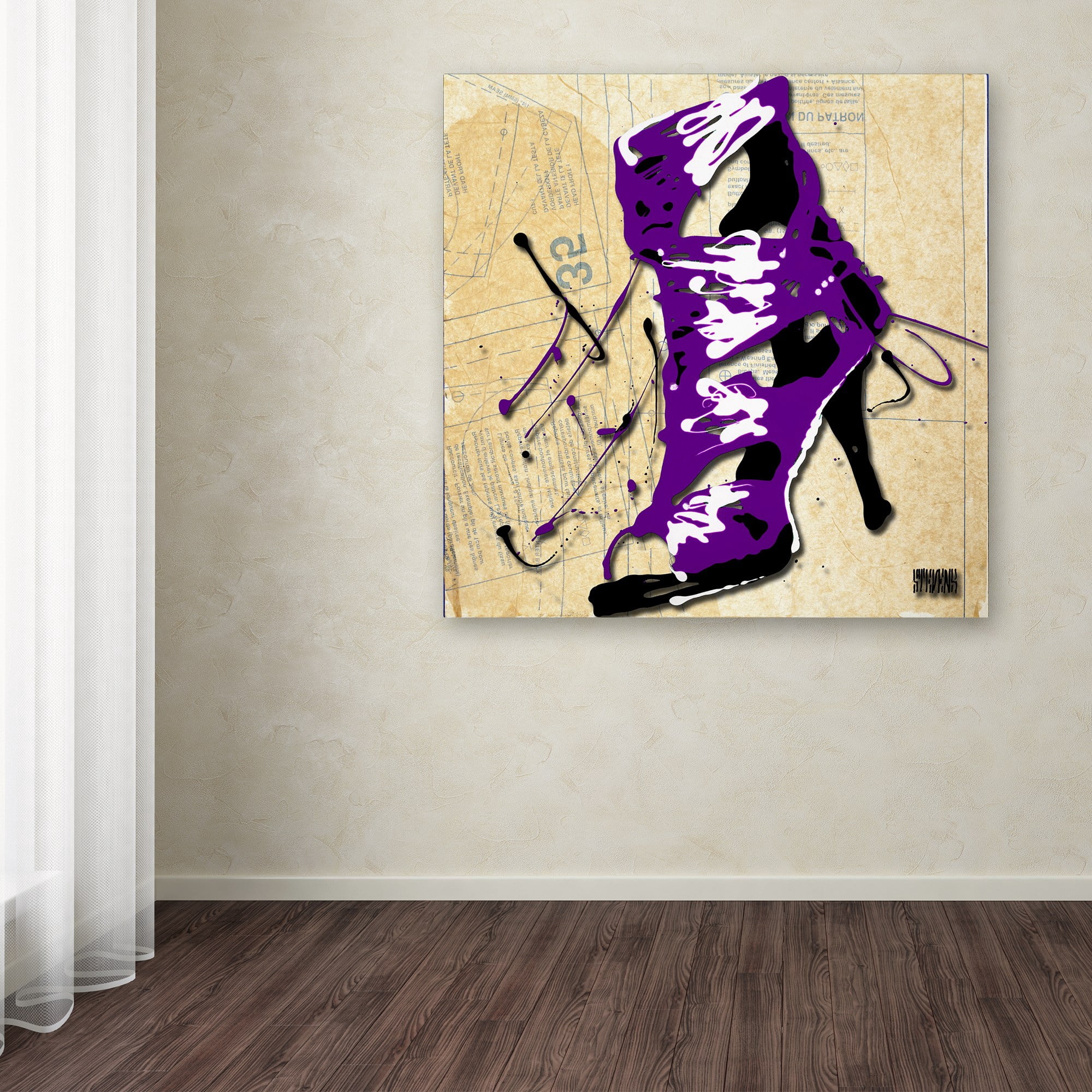 Trademark Fine Art Roderick Stevens 'Purple Strap Boot' 18 x 18 (RS986-C1818GG)