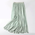 thumbnail image 2 of GigrtiJin Women's Flowy Maxi Skirts Elastic High Waist Casual Solid Comfy Long Skirt Ankle Length Pleated A-Line Skirt, 2 of 4