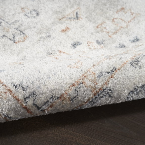 5' X 7' Light Blue Oriental Power Loom Distressed Washable Area Rug