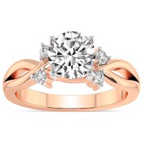 IGI Certified 3 Carat Round Shape Lab Grown Diamond Engagement Ring | 14K Rose Gold | Twisted Blossom Lab Diamond Ring | FG-VS1-VS2 Quality Friendly Diamonds