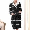 thumbnail image 2 of successthop Plus Size Flannel Robe Long for Women Fuzzy Long Sleepwear Hooded Color Block Bathrobe with Pockets Black L, 2 of 3