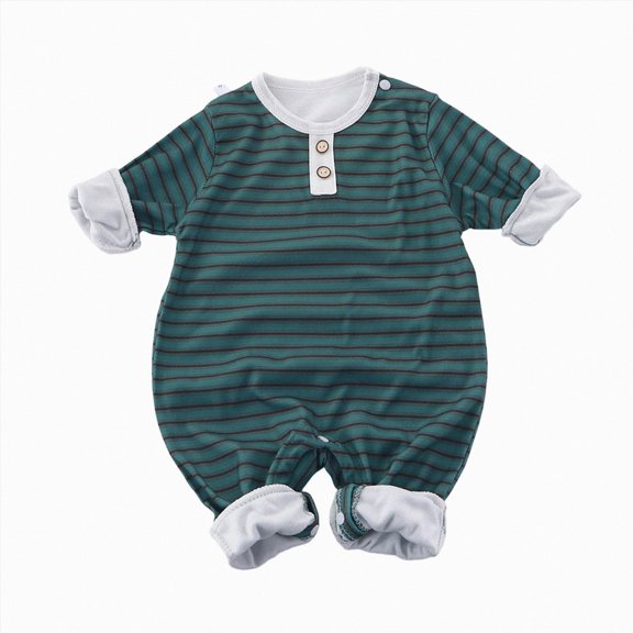 CAUYDY Baby Boy Gift Newborn Sleepers Preemie Clothing Fall Winter Long Sleeve Romper Infant Boys Pajamas Toddler One-Pieces 0 3 6 9 Months 1T 2T Green for Sizes 0-3 Months