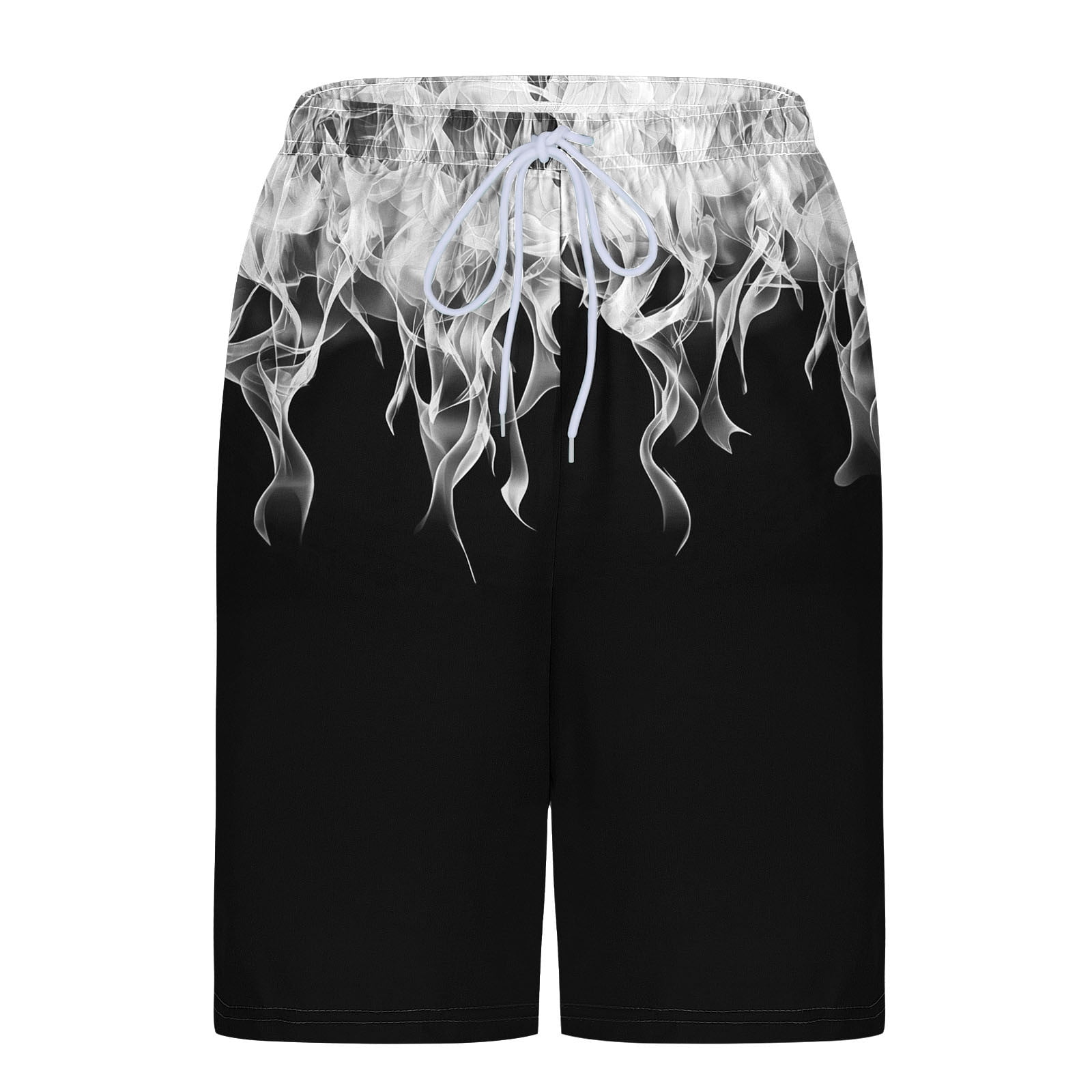 Hvot&aat Mens Fashion flame Print Swim Trunks with Liner Hawaiian Quick Dry Beach Swimwear Elastic Waist Shorts