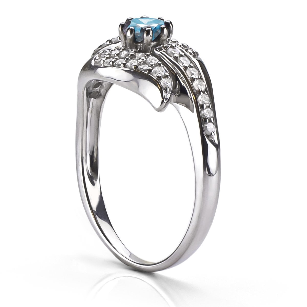 MyDiamondBox 5/8 Carat Total Weight (cttw) Wedding Ring With Natural Blue and White Diamonds 925 Sterling Silver Best Jewelry Gift for Women (Ring Size -8)