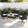 thumbnail image 3 of Enyopro 4-Piece Patio Furniture Set, with 2 Arm Chairs, Love Seat & Tempered Glass Coffee Table, Rattan Outdoor Conversation Chair Sets for Patio Porch Deck Balcony, Black, 3 of 12