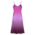 thumbnail image 5 of VONCOS Womens Satin Nightgown Ombre Pink Purple Spaghetti Strap V-Neck Long Maxi Slip Dress with Slit for Sleep & Loungewear,Size 2XL, 5 of 8