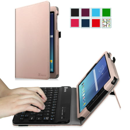 For Samsung Galaxy Tab E 8.0 Tablet Keyboard Case - Slim Fit Stand Cover with Removable Bluetooth Keyboard, Rose (Best Keyboard For Samsung Tablet)