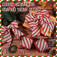 thumbnail image 5 of New Christmas Ribbon Red Green Striped Glitter Ribbon Creative H Red, 5 of 5
