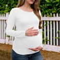 thumbnail image 4 of ShiShine Maternity's Shirt Long Sleeve Basic Top Ruch Sides Bodycon Tshirt for Pregnant Women, 4 of 7