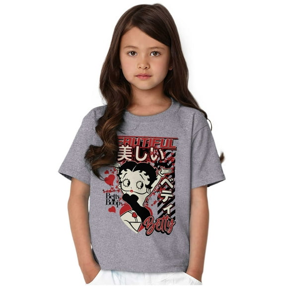 Kanji Style Betty Boop Beautiful Girls Kids T Shirt Tees Teen Brisco Brands XS