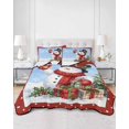 thumbnail image 2 of Quilt King Size Bedding Set, Blue Christmas Reversible Summer Quilt 3 Pieces, Xmas Snowman Snowflake Gifts Trees Berry Red Lightweight Bedspreads Coverlets with 2 Pillow Shams for All Seasons, 2 of 5