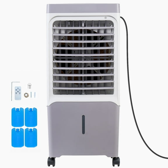KFFKFF Air Humidifier, 1800 CFM featuring a 6.8 Gallon Water Reservoir, Mobile Climate Control Fan with Remote Access, 12H Timing Function, 4 Ice Containers, Silent Functioning, 3 Airflow Intensities