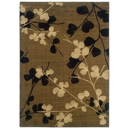 - Sphinx Nadira Area Rugs - 1334N Transitional Casual Brown Flowers Vines Branches Leaves Rug