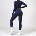thumbnail image 5 of Women's Solid Color Seamless Yoga Jumpsuit Long Sleeve Trousers Zipper Tight Tracksuit Eyelet Jumpsuit Tall Bodysuit for Women Womens Culottes off The Shoulder Jumpsuits for Women Overall for Woman, 5 of 7