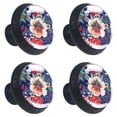 thumbnail image 2 of 4 Pcs Folk Flower Floral Knobs for Kitchen Cabinet Cupboard Dresser Bookcase Drawer Pulls Handles Round Home Decor, 2 of 8