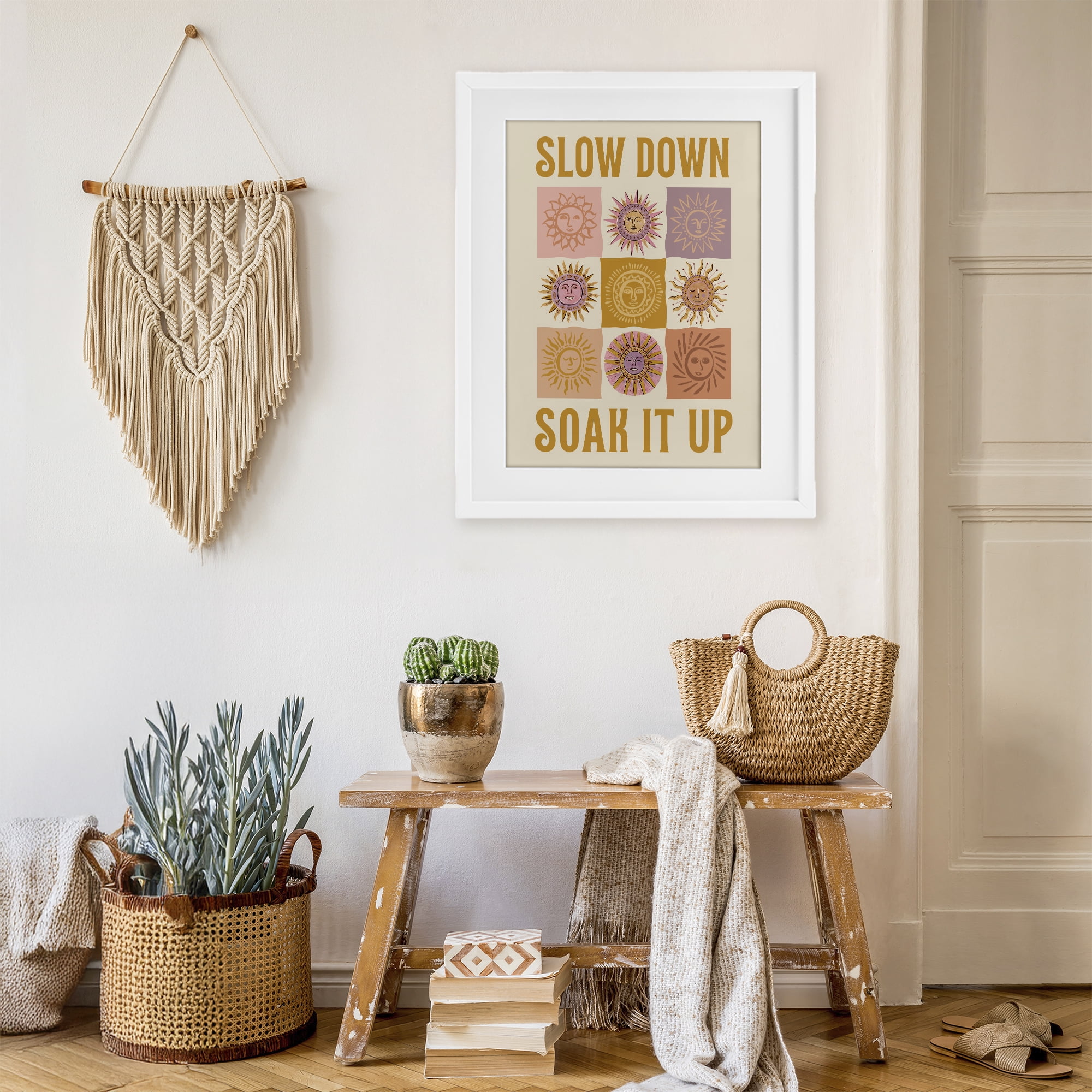 Stupell Industries Slow Down Soak It Up White Framed Print Under Glass, design by Two If By Sea Studios