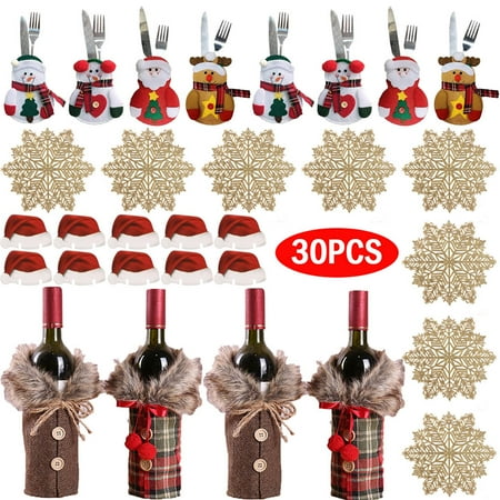 

30 Pieces Christmas Table Decoration Wine Glass Christmas Party Decorations Christmas Cutlery Set Christmas Decorations Christmas decoration placemat for Crafts Xmas Party