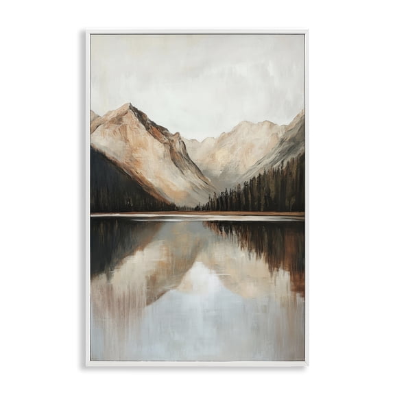 Stupell Industries Rustic Mountain Reflecting Lake White Framed Giclee Art, design by Petal Prints Design