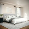 thumbnail image 5 of Martha Stewart Britta King Upholstered Platform Bed with Rounded Headboard, Piped Detailing and Cushioned Siderails, Wood Slat Bottom, No Box Spring Needed, Gray, 5 of 11