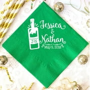50pcs Personalized Napkins for Wedding, Mexico Wedding, Custom Wedding Favors for Guests, Fiesta Party Favors, Cocktail Napkins, Gold Foil Napkins，Party napkins for reception disposable 5"x5"