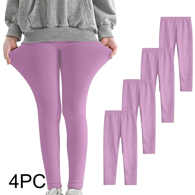 Odeerbi 3-12 Años Niñas 4 Pcs Leggings Mallas Elásticas Lycra Pantalones de Cómodo Suavidad Transpirable Pantimedias