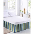 thumbnail image 2 of Blue Stripe Bed Skirt Queen Size, Yellow Colorful Striped Modern Abstract Wrap Around Bed Skirting with Adjustable Elastic Strap, Dust Ruffle Pleated Bedskirts 16 Inch Drop for Bedroom Queen Beds, 2 of 9