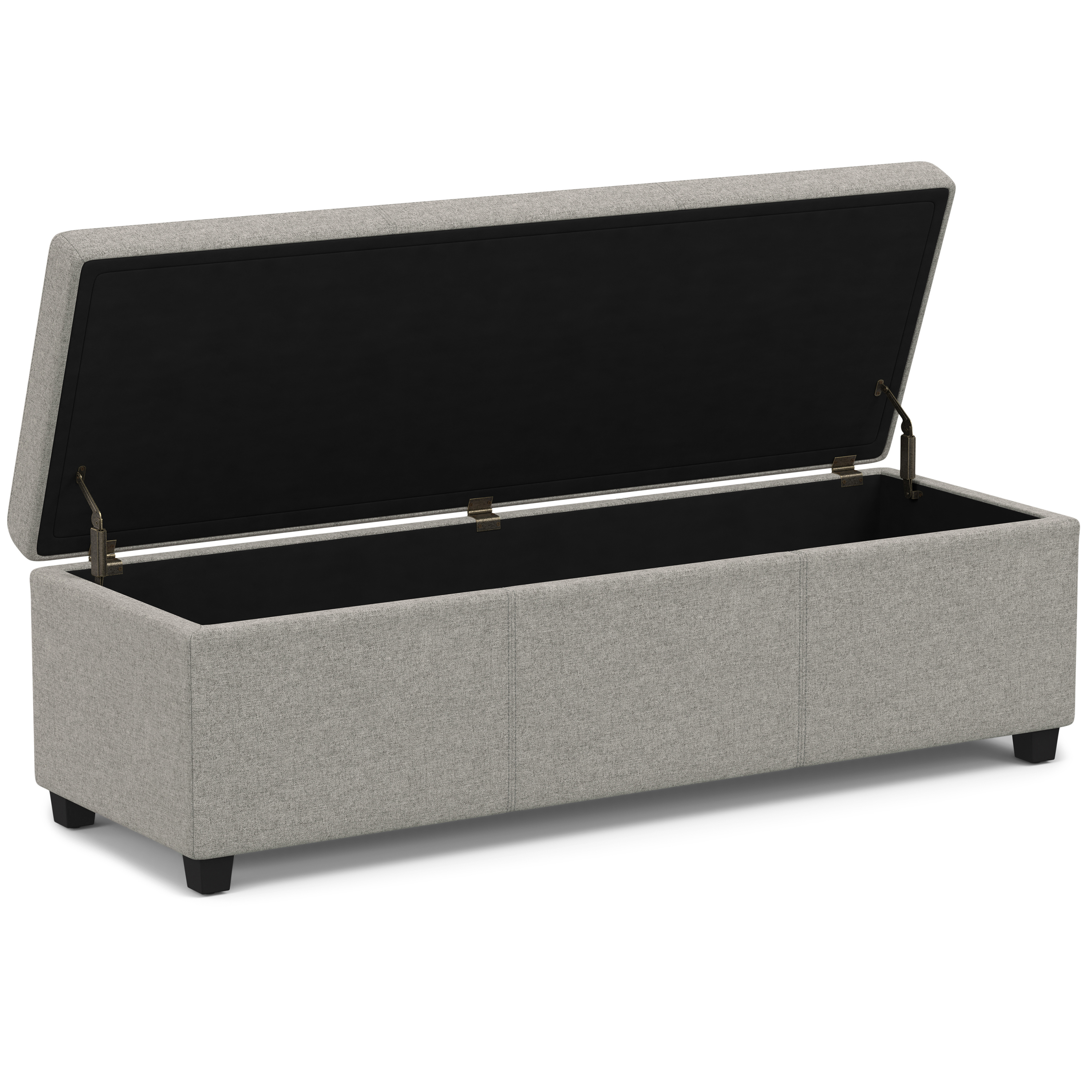 Avalon 54 inch Wide Contemporary Extra Large Storage Ottoman Bench in Cloud Grey Polyester Linen Fabric