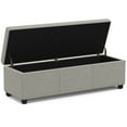 thumbnail image 6 of Avalon 54 inch Wide Contemporary Extra Large Storage Ottoman Bench in Cloud Grey Polyester Linen Fabric, 6 of 11