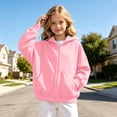 thumbnail image 2 of Arlun Lightweight Full Zipper Hoodies for Kids Oversized Fall Long Sleeve Zip up Sweatshirt Jackets with Drawstring Hem Design Casual Solid Color Baggy Girls Hoodie 110, 2 of 6