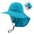 thumbnail image 2 of OIOLOYJM Sun Hats for Women Men with Neck Flap Packable UPF UV Protection Wide Brim Bucket Hat with Adjustable Strap Summer Breathable Vacation Hiking Fishing Hats Blue, 2 of 4