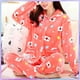 thumbnail image 3 of Pijamas cálidos con estampado de puntos para mujer, Conjunto de pijama de franela para mujer, estilo coreano grueso, Tops y pantalones de dibujos animados encantadores, invierno, 2 piezas, 3 of 4