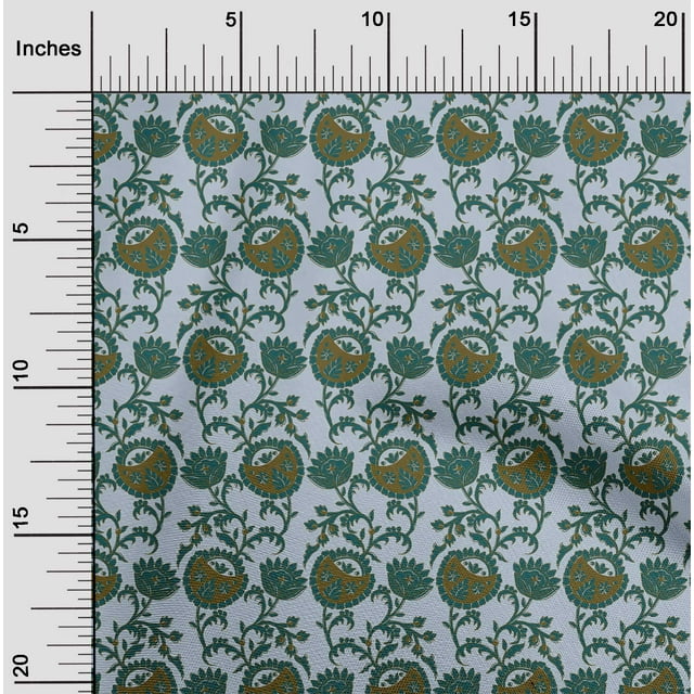 oneOone Viscose Chiffon Fabric Leaves & Floral Block Printed Craft Fabric BTY 42 Inch Wide